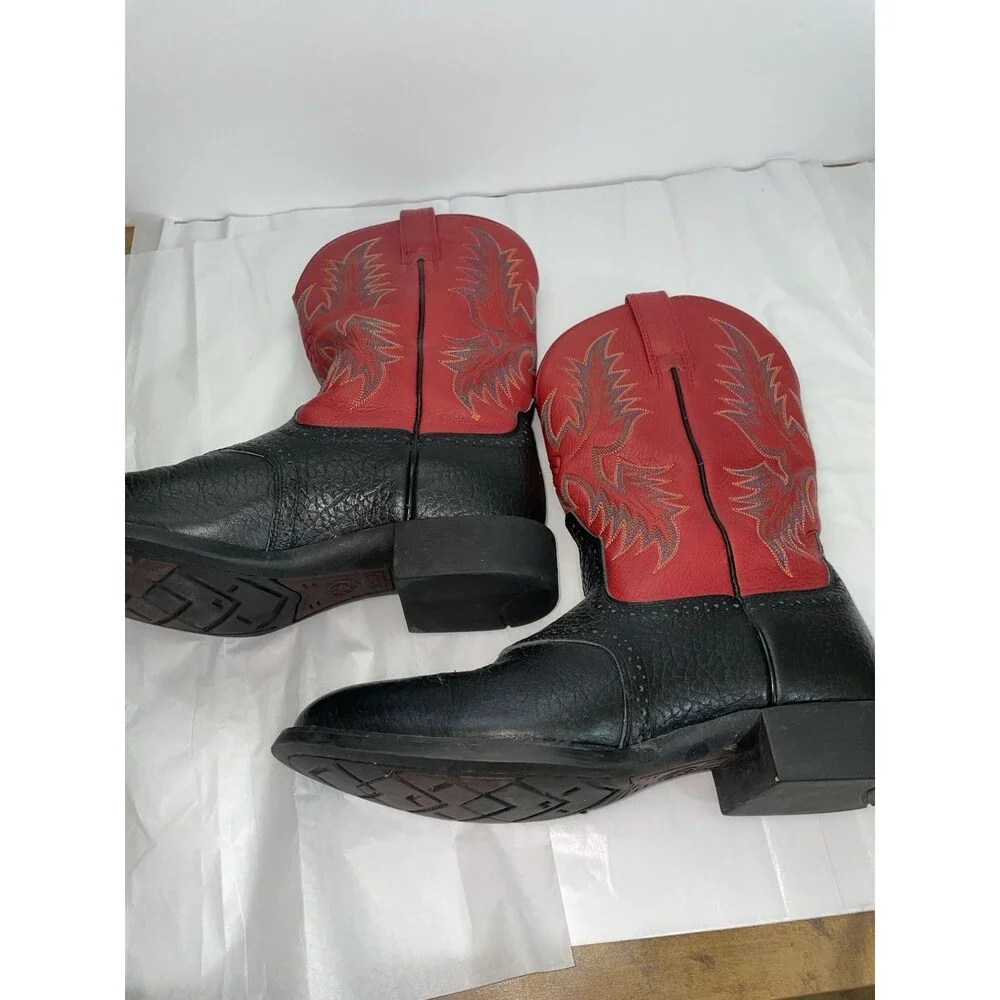 Ariat Heritage 34960 Leather Cowboy Boots Black Red Mens Western Sz 9D